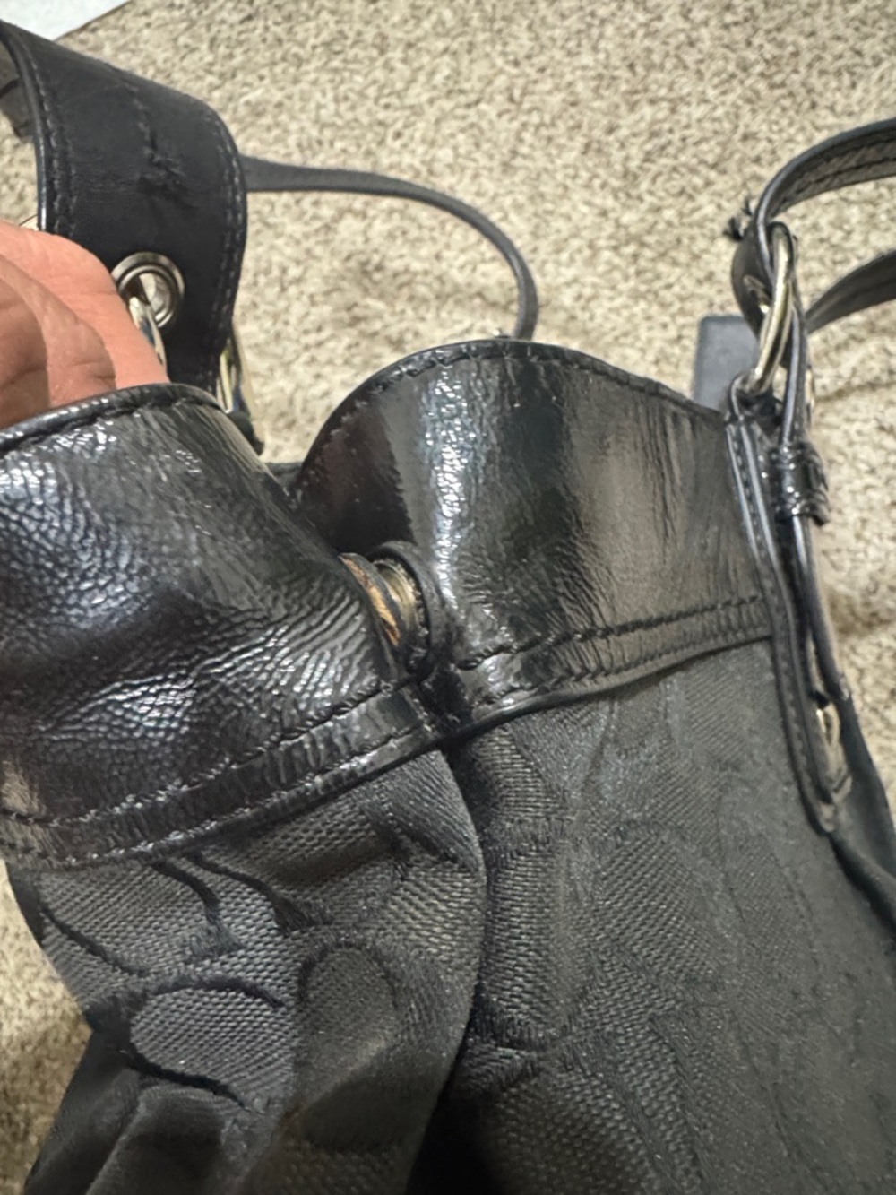 Coach Soho Large Signature Pleated Tote Black Canvas and Leather F13742 - Picture 11 of 12